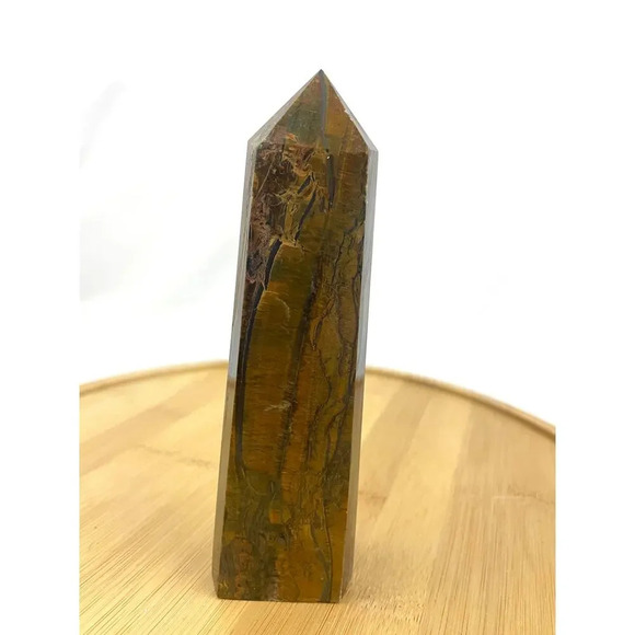 Tigers Eye Tower Obelisk Point 5 7/8" Natural Quartz Crystal 306g - Picture 1 of 16